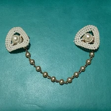 Vintage Faux Pearl Sweater Cardigan Clip Closure 8”