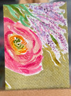 Bulk ACEO Original Watercolor Painting Floral Gold Mini Art Puzzle Signed — photo 2