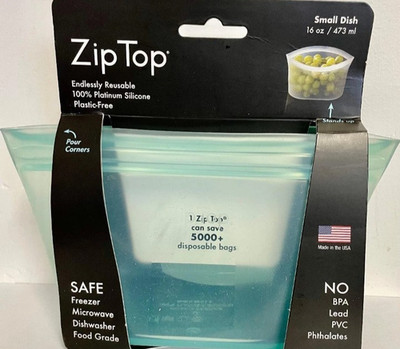 Zip Top Reusable Silicone Food Storage Snack Bag Container Teal Small USA 4 oz
