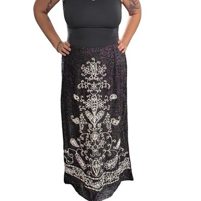 Vintage Beeline 1970s Black & Silver Metallic Beaded Maxi Skirt  Size: 18