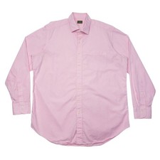Sid Mashbrun Dress Shirt Men's 17 (35) Pink Striped Preppy Casual Long Sleeve