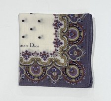 Handkerchief Man Christian Dior Polka Dot Paisley PurplePocket Square Cotton 17  