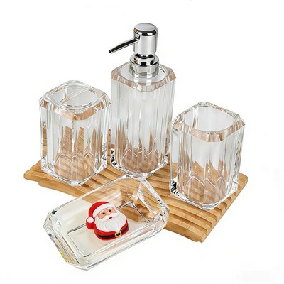 4-Piece Crystal Clear Bathroom Set   Soap Dispenser, Soap Dish, Mouthwash Cup...