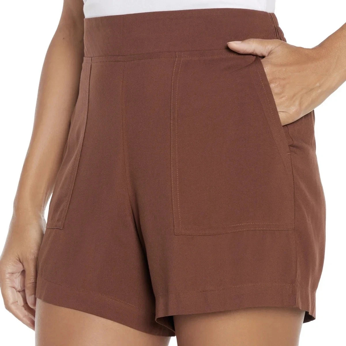 "Wildfox Women's Half Elastic Waistband Pull-on Short, 5\" Inseam, Brown, XXL"