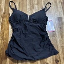 Black Anne Cole XS Tankini Top Swim Top Padded Bra