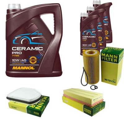 MANN Inspektionspaket 8L MANNOL Ceramic Pro 10W-40 für Mercedes-Benz E-Klasse