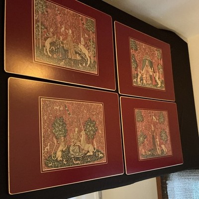 Vintage lady and the unicorn placemat set of 4lady Clare England
