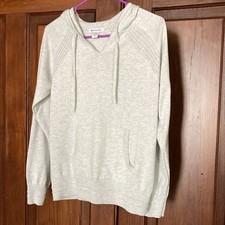 Athleta Evergreen Knit Pocket Heather White Grey Sweater Hoodie Size SP