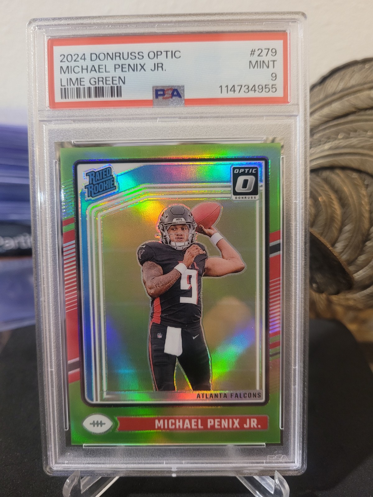 Michael Penix Jr. 2024 Donruss Optic Lime Green #/50 Rated Rookie RC #279▪️PSA 9