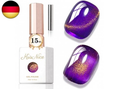 Cat Eye UV Gel Nagellack mit Magnet, 15ml Lila Gold Cateye Magnet Einweichen