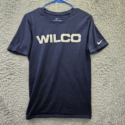 WILCO Band T Shirt NIKE Tee Men Small Blue Cotton Swoosh