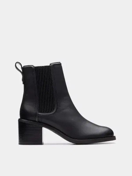 Women Clarks Boots Black Leather 37 #1PCL