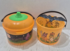 Lot of 2 Vintage McDonalds Halloween Bucket Pails 1999 2001 Happy Meal Plastic