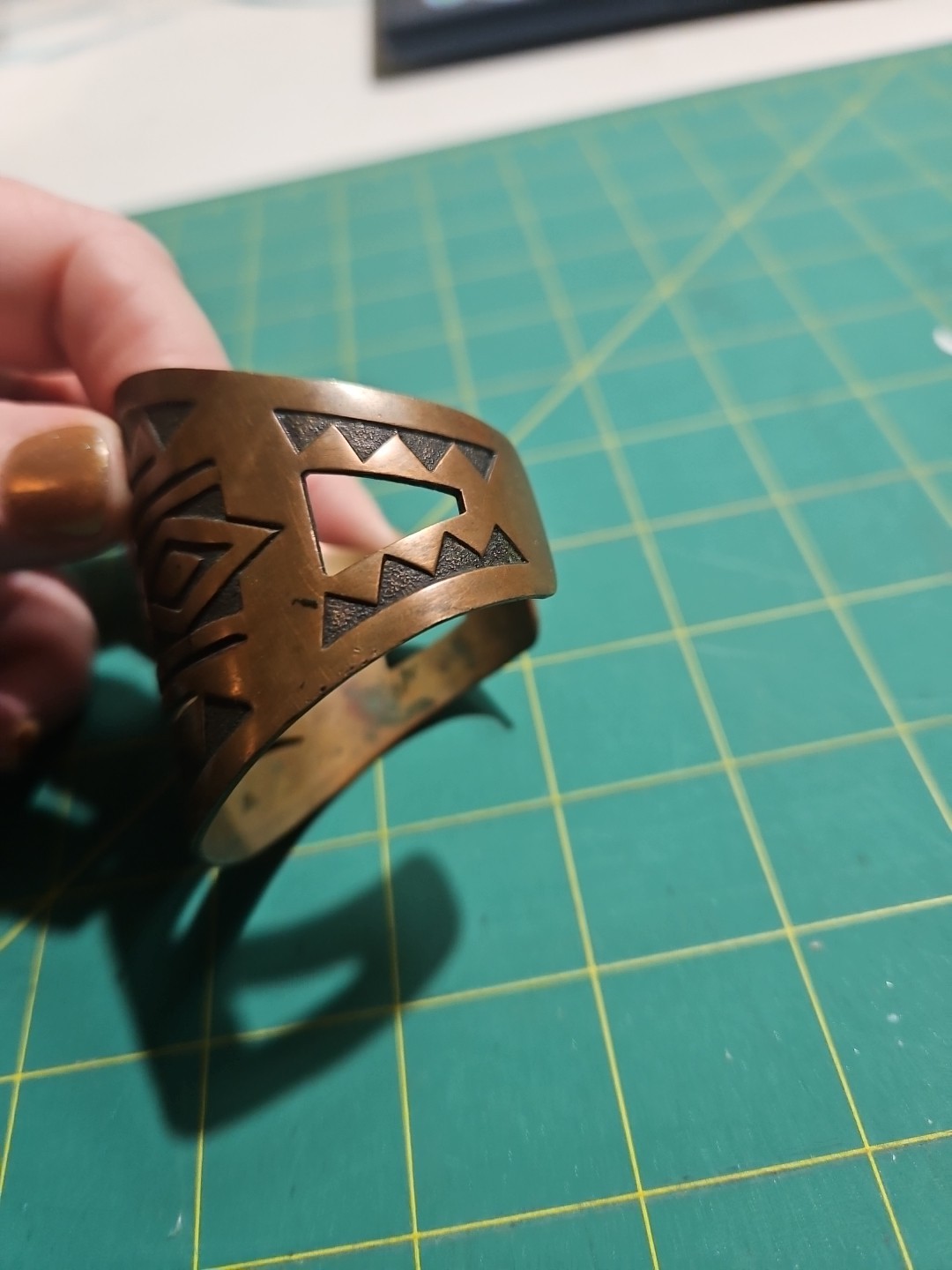 Vintage Solid Copper Cuff Bracelet Native America… - image 5