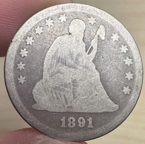 1891 *P* SEATED LIBERTY SILVER QUARTER NICE CONDITION RARE