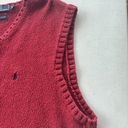 Vintage Polo Ralph Lauren Sweater Vest v-neck chunky knit pullover Men's XXL Vtg - Picture 5 of 6