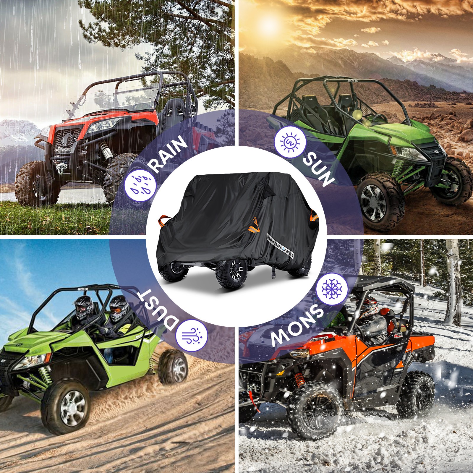 NEVERLAND Heavy Duty Utility Vehicle Waterproof Cover Sun Storage UV Protection