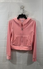 Juicy Couture Women's Flamingo Pink Velour Full Zip Logo Hoodie NWT Sz S
