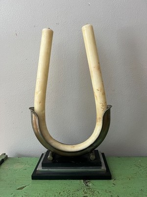Vintage ''Dole Valve Co'' U Shaped Mid Century/ Art Deco Candle Holder with Candle