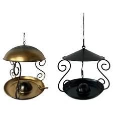 Metal Tray Bird Feeder with Cover for Outdoor Hanging Rainproof Pet Supplies