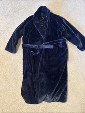 Minky Couture Womens Faux Fur Robe Midi Plush Navy Blue Belted Cozy Warm Size XL