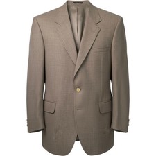 Warren Sewell Mens 46L Tan Hopsack Blazer Sport Coat Gold Crest Buttons USA Made