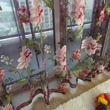 Floral Tulle Voile Door Window Curtain Sheer Panel Drapes Scarf Valance Romantic