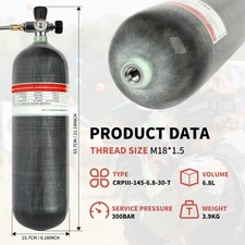 TUXING 300Bar Pcp Luft Tank 6.8L Carbon Fiber Scuba HPA Tank mit F&uuml;llstation