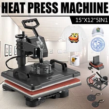 5 in 1 Heat Press Machine 15"x12" Transfer Sublimation For T-Shirt Mug Plate Hat