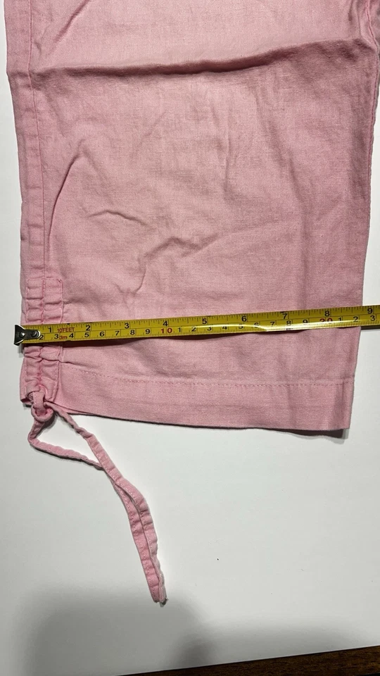 Pantalones Cappagallo para mujer rosa mezcla de lino con cordón talla S bolsillos elásticos Foto 3 de 4