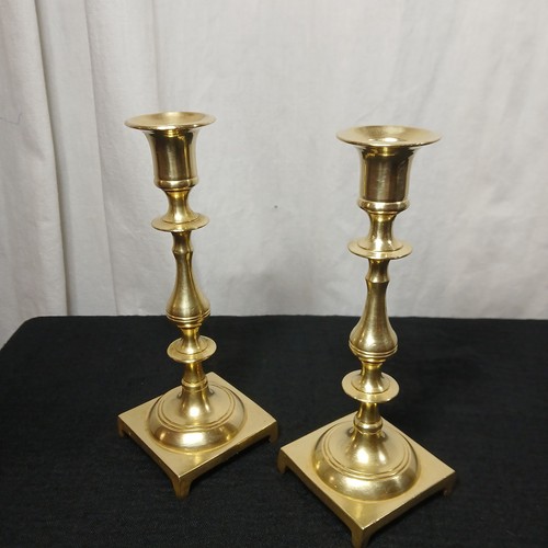 Vtg Pair Brass Shabbat 7.5" Candlesticks Jewish Sabbath Candle Holders Judaica