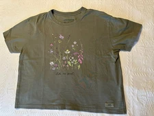 Life is Good Womens Large Crusher Boxy T-shirt S/S Flower Positive Lifestyle EUC
