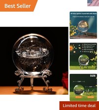 3D Solar System Crystal Ball 60mm Laser Engraved Universe Astronomy Decor Gift