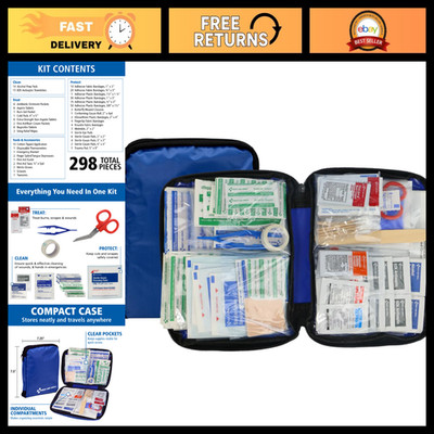 298-Piece Emergency First Aid Kit for Home, Office, Car & Travel - Compact & Por