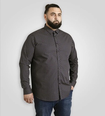 D555 Duke Big Herren Langarm Hemd Micro Print 2XL 3XL 4XL 5XL 6XL (111803)