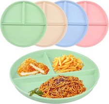 4pc Divided Portion Control Plates 8.6” Unbreakable Microwave Safe Picnic Diet