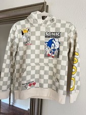 NWOT Sonic the Hedgehog Cream Check Hoodie/Sweatshirt Size 10/12