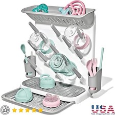 Baby Bottle Drying Rack Expandable Countertop Organizer Space Saving W/ Trays US