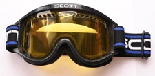 VTG SCOTT ACS Ski Snowboard Amber Goggles Black Frame Black/Blue Strap READ