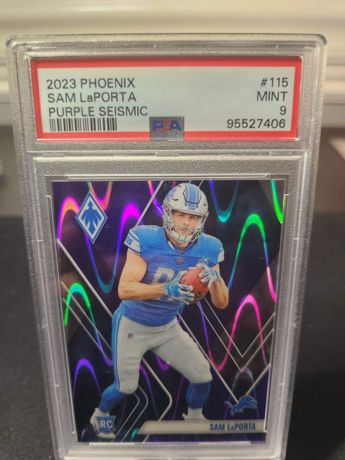 2023 Panini Phoenix - Rookies Sam LaPorta #115 Purple Seismic /125 (RC)