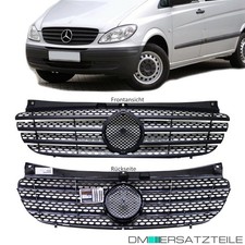 Mercedes Benz W639 Vito Viano Kühlergrill vorne Schwarz PREMIUM für Emblem 03-10 Mercedes Benz W639 Vito Viano Kühlergrill vorne Schwarz PREMIUM für Emblem 03-10