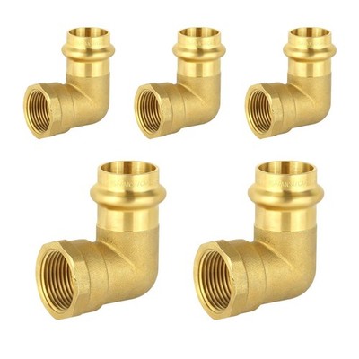 5-Pack HeSun Copper Press Fitting Elbow,3/4'' Press X 3/4'' Female NPT Elbow, L...