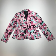 Evan-Picone Black Label Womens Floral Print Pink  Blue Blazer Fully Lined 4
