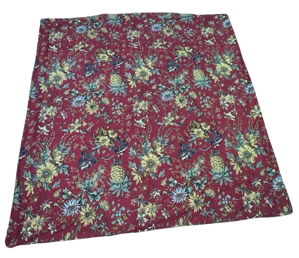 Juego de edredón Pottery Barn completo Queen piñapple floral rojo tostado + 2 fundas con volantes Foto 3 de 4