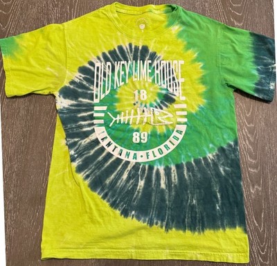 OLD KEY lime House Lantana FA tie dye T-shirt graphic print S ss crew cotton
