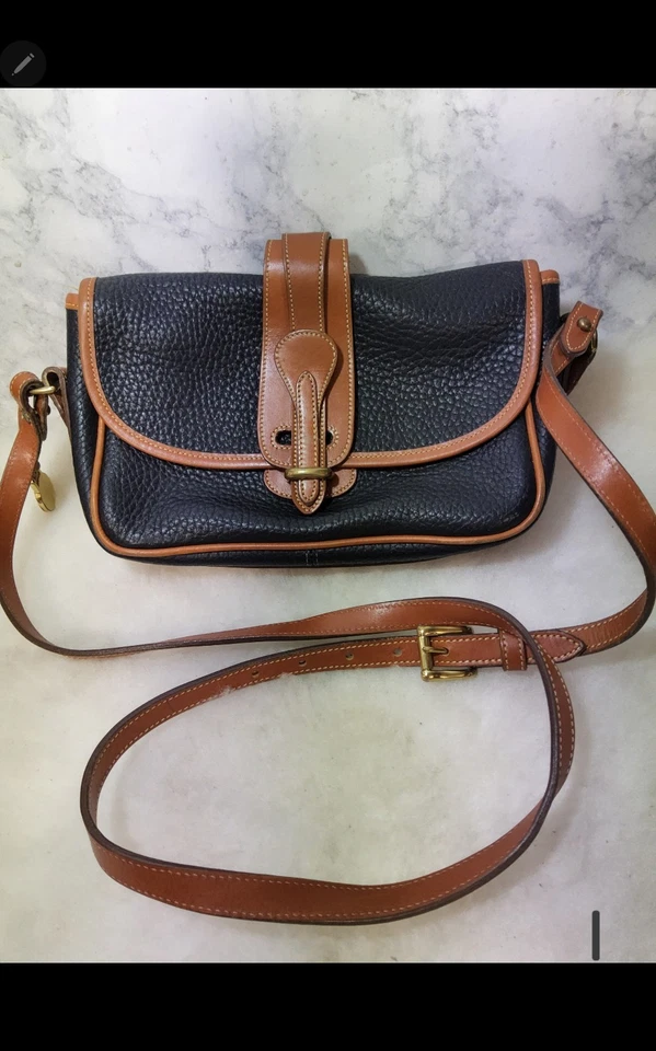 Bolso Bandolera Cartera Dooney Bourke Vintage Negro Kilty Cuero Guijarro Foto 4 de 4