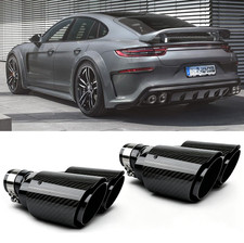 2x Real Carbon Exhaust Tips 2.5 Inlet To Dual 4 Outlet For Porsche Panamera