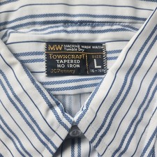 70s NOS New Tags JC Penney Towncraft Vintage Long Sleeve Stripe Shirt L 46
