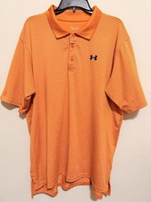 Under Armour HeatGear Polo Shirt Men XL Loose Stretch Short Sleeve Striped Golf