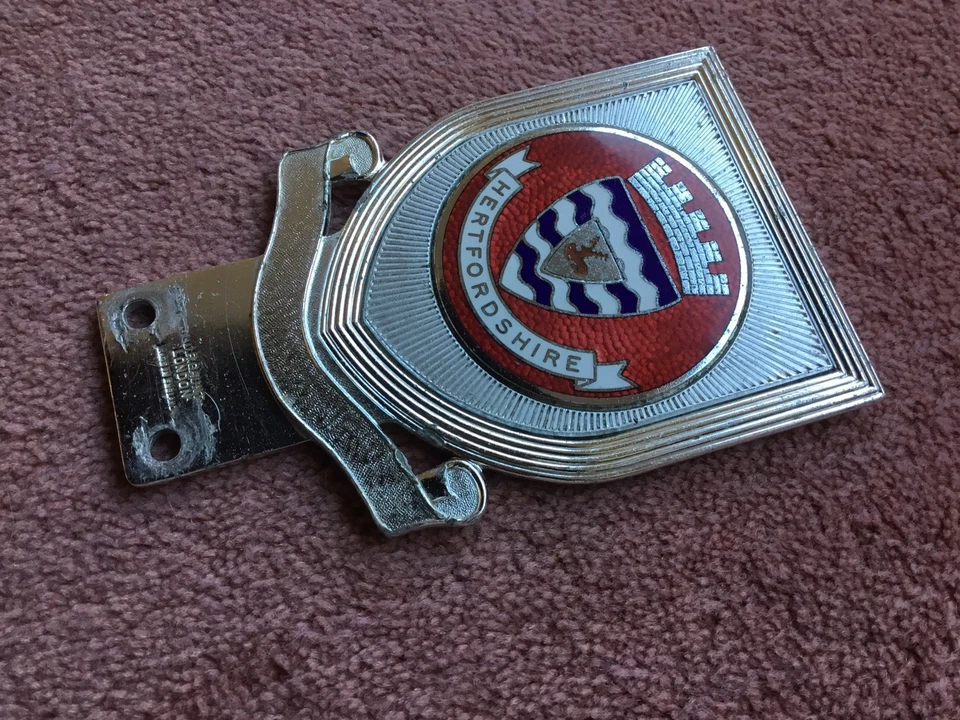 VINTAGE CAR BADGE.( J.R.GAUNT , Hertfordshire County Shield Car Badge.) - Image 2 of 4